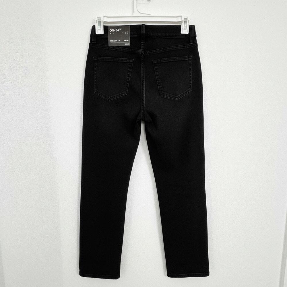 ON 34th Straight Leg Macy’s Jeans 12 Black Stretch Denim NWT Size 12/31